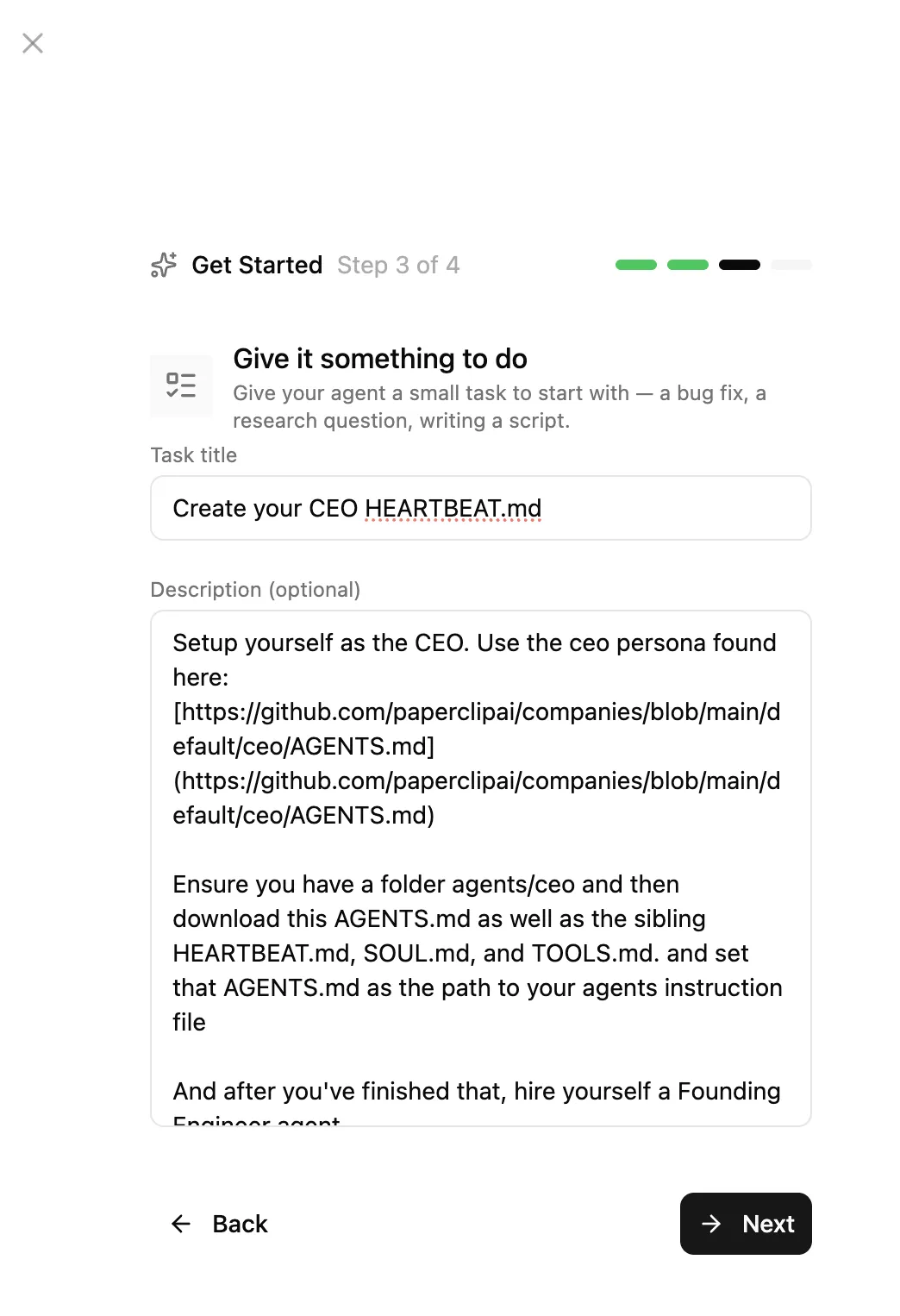 发布你的第一个任务给 CEO