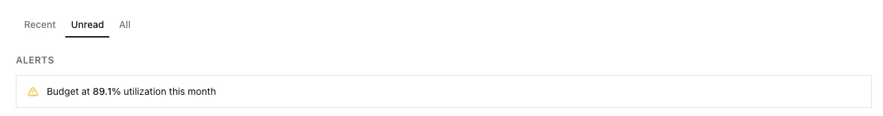 Budget warning in Inbox